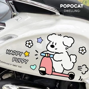 Line Dog Happy Cycling Electric Vehicle Creative DIY Electric Vehicle Nhãn dán trang trí xe điện – Không làm tổn thương xe chống nước Nhãn dán xe hơi không đánh dấu