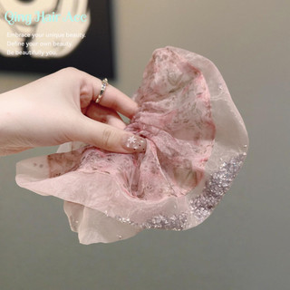 Ngọt Ngào Tinh Tế Lưới Vỡ Kim Cương Scrunchy Tóc Dây Organza Hoa Tóc Thời Trang Cao Cấp Đầu Hoa Dây Phụ Kiện Tóc