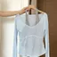 Pure Desire Phong Cách Tương Phản Màu Sắc Dây Cổ Dài Tay Mùa Xuân Phong Cách Mới Slim-fit Ôm Hơn Nhìn Đẹp Top + Váy Nụ Hoa Bốn Mảnh