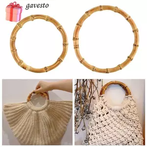 Tay cầm ví tre GAVESTO, Tay cầm túi tre tròn có thể tháo rời, Túi đeo vai bằng tre DIY