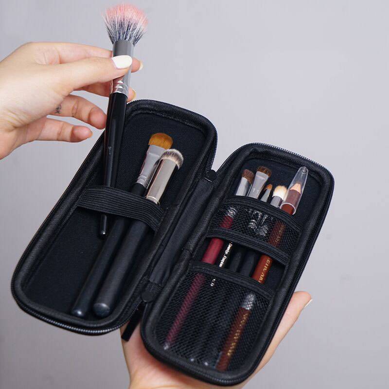 E-WOITD Nữ Trang Điểm Hộp Đựng Cọ Pure Bla Nhỏ Túi Đựng Mỹ Phẩm Lipsti Bút Sắp Xếp Dụng Cụ Làm Đẹp Hộp Bảo Quản Dây Kéo Dài Túi E-WOITD