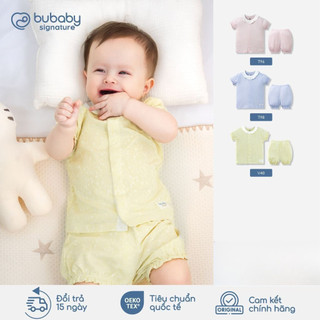 Bubaby SVS1302BC Bộ cộc tay Signature - N bèo cổ bé gái, bộ đồ bé gái | Quần áo cao cấp mềm mịn | SS26.T6 .2