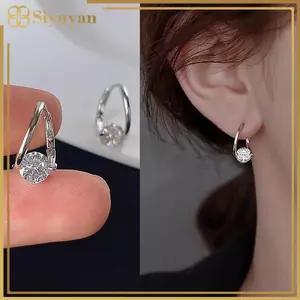 Siyuyan Phong Cách Đơn Giản Thời Trang Vòng Bông Tai Nữ Hàng Ngày Đeo Được Trang Sức Với Sáng Bóng Zirconia Màu Bạc Phụ Kiện Cho Nữ VN