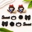 Set Charm Cô Bé Phù Thủy Nơ Đỏ Cưỡi Chổi Gấu Đen Cherry Kawaii Trang Trí Dép Siu Dễ Thương