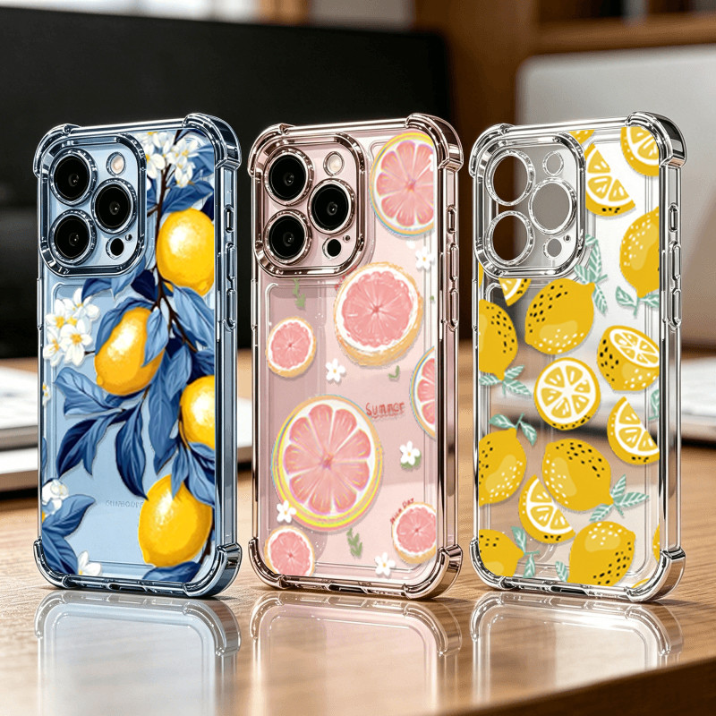 Ốp Điện Thoại Cho iPhone 14 13 Pro Max 6 7 8 Plus 17 Air X XR XS Max Mạ Trái Cây Mùa Hè Dưa Hấu Chanh Trong Suốt Chống Sốc Mềm Dễ Thương