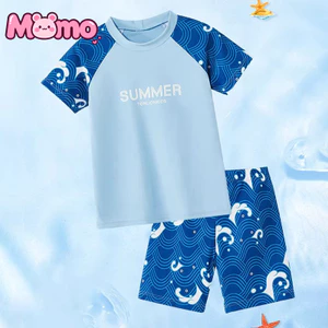 Bộ đồ bơi cổ tròn trẻ em mới 2026 cho bé trai, đồ bơi hai mảnh khô nhanh và thoải mái