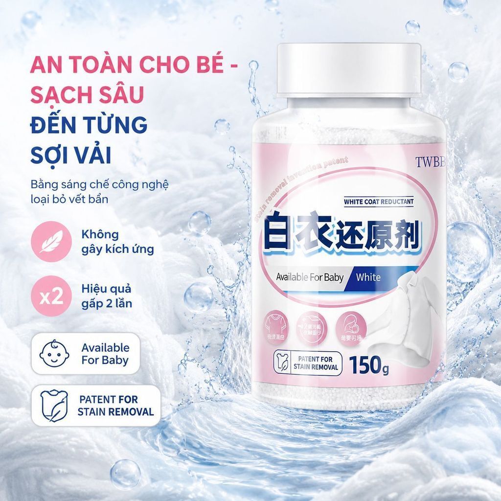 🔥Tẩy sâu bột tẩy trắng quần áo | Khử ố vàng bột phục hồi trắng sáng | Tăng trắng chuyên dụng bột tẩy vết bẩn áo trắng