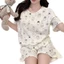 Bộ Đồ Ngủ Cotton Yunduo Phong Cách Nóng Bỏng Douyin Trực Tiếp Quần Short Ngắn Tay Nữ Quần Áo Mặc Nhà Phong Cách Đại Học