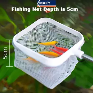MAKY 1 Bể Cá Vuông Lưới Câu Cá Có Thể Mở Rộng Tay Cầm Dài Dụng Cụ Câu Cá Để Bắt Cá Tôm Bể Cá Sạch Dụng Cụ Câu Cá VN