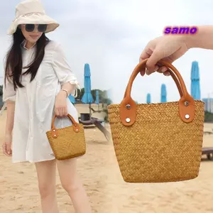 Túi xách tay dệt tay SAMO, Túi dệt rơm mùa hè dung tích lớn, Túi đeo vai đa năng thời trang Túi xách mây Túi đi biển ngày lễ dành cho nữ