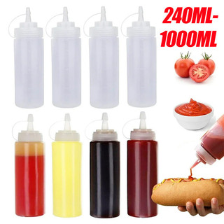Bình Bóp Gia Vị Lỏng 240-1000ML Có Cân / Sốt Salad Chai Dầu Đựng Gia Vị