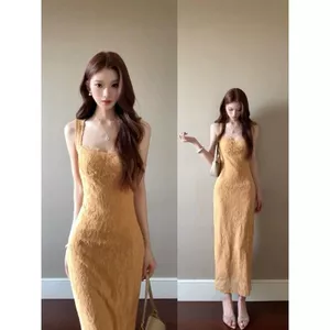 Pháp Nguyên Chất Khát Vọng Ren Sling Đầm Nữ Mùa Hè Đi Biển Phong Cách Kỳ Nghỉ Đẹp Eo Eo Ôm Ôm Ôm Hông-đóng Gói Váy Dài