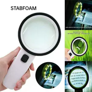Kính lúp STABFOAM Lúp cầm tay dành cho người cao tuổi có đèn LED chiếu sáng