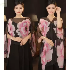 Khăn choàng chống nắng AWNGD, Khăn hoa dài thoáng khí, Khăn quàng cổ voan đi biển quấn nữ mùa hè