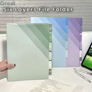 Kẹp lưu trữ giấy thử nghiệm tuyệt vời, Thư mục tệp PP A4 màu Gradient, Túi tài liệu mở lớn hình chữ L chống nước đơn giản Văn phòng trường học
