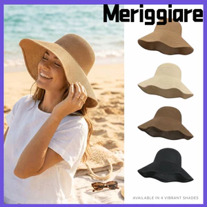 Mũ chống nắng ống hút MERIGGIARE, Mũ chống nắng có vành rộng có thể gập lại, Dễ dàng mang theo Dệt thoáng khí Hình dạng mềm nhẹ Mũ đi biển đi chơi du lịch