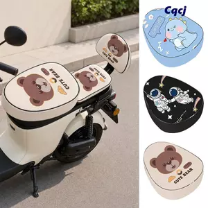 Vỏ bọc ghế xe đạp điện CQCJ, Vỏ bọc ghế xe đạp điện bằng da PU in hoạt hình, Vỏ đệm ghế chống thấm nước dày chống nắng Xe đạp điện