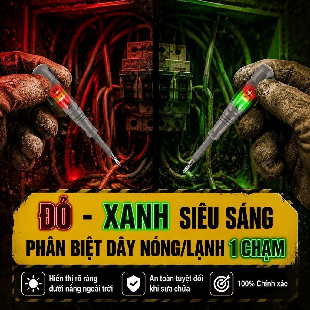 ⚡Ship Nhanh⚡Bút thử điện mô-men xoắn cao 2 đầu | Bút cảm ứng LED sáng kiểm tra điện | Bút phát hiện dây nóng nguội