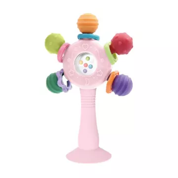Đồ chơi giác quan cho bé Thích hợp cho bé 0 3 6 9 12 tháng, Đồ chơi lục lạc cho bé, Thích hợp cho bé 0-6 6-12 tháng tuổi, Giáo dục Montessori sớm, Bóng Manhattan, Đồ tập cầm tay, Đồ chơi cốc hút (Hồng
