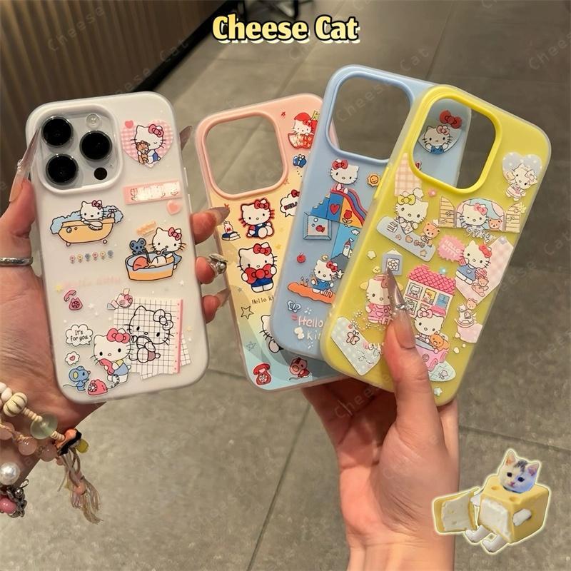 Ốp điện thoại silicon hình Kitty màu kẹo ngọt cho iPhone 15 14 13 12 11 16 17 Pro Max XR Xs Max 7 Plus