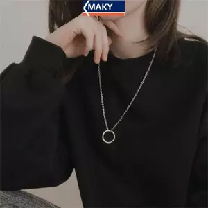 MAKY Nhẫn Thời Trang Mặt Dây Chuyền Nelace Kim Loại Màu Bạc Cặp Đôi Dây Buộc Nam Nữ Hip Hop Trang Sức Quà Tặng VN