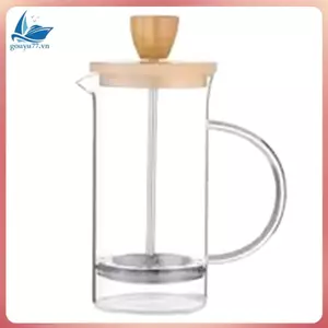 Dụng cụ pha cà phê Nồi ép kiểu Pháp có bộ lọc Thủy tinh Borosilicate cao Tay đấm hoạt động Nồi trà đa chức năng bằng gỗ-Lid-1000ml