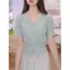 Đẹp Tính Khí Dệt Kim Ngắn Tay Cardigan Nữ 2025 Bướm Rỗng Màu Trơn Phù Hợp Với Top 6.23