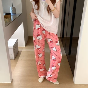 Quần dài Hello Kitty dành cho nữ mùa hè dáng rộng vừa vặn Đế ngủ mềm