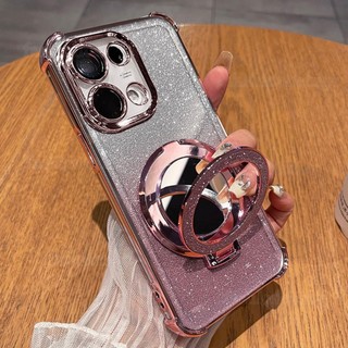 Dành Cho Reno16 Pro 5G Vỏ Cho Oppo Reno 16 Pro F 16Pro + 1 6 Reno16Pro Reno16 F 2026 Giá Đỡ Nhẫn Giá Đỡ Vỏ Điện Thoại Lá Bling Lấp Lánh Trong Suốt Acrylic Chống Sốc Ốp Lưng