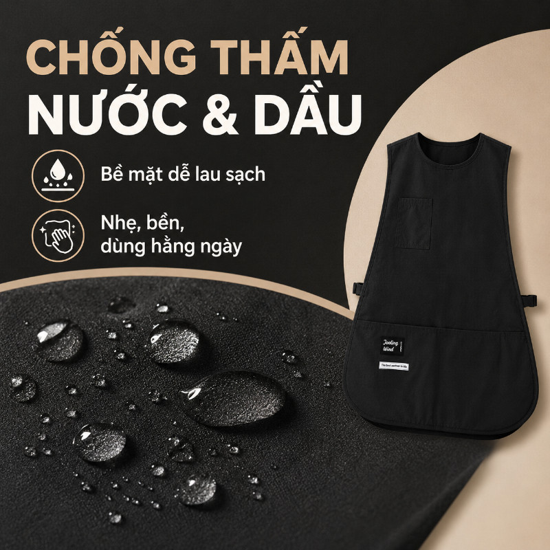 Tạp Dề Chống Nước Chống Dầu Kiểu Vest Có Túi Điều Chỉnh Phù Hợp Nhà Bếp Nail Pha Chế Tiện Dụng Bền Bỉ