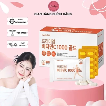 Viên Uống Bổ Sung Vitamin C 1000Mg, Viên Uống Trắng Da Nutri D-Day Kích Trắng Nhả Nắng Cấp Nước Làm Đầy Nếp Nhăn