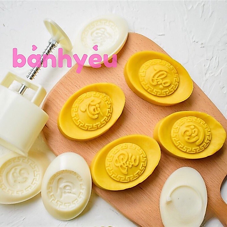 Khuôn bánh Trung Thu Lò Xo Hình Thỏi Vàng 150g 4 mặt Phúc Lộc Thọ Tài-KH244