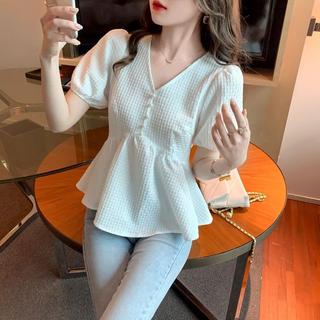 [Hàng mới về] Áo sơ mi voan nữ Váy mùa hè đẹp Áo sơ mi nhỏ hẹp thời trang giảm tuổi bụng tay ngắn