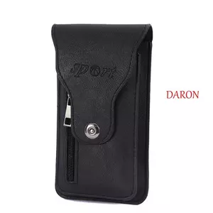 DARON Giá Đỡ Điện Thoại Di Động Da PU Nam Di Động Ví Ngoài Trời Chạy Túi Thể Thao Thể Dục Khóa Kéo Nút Dây Kéo Fanny Pack