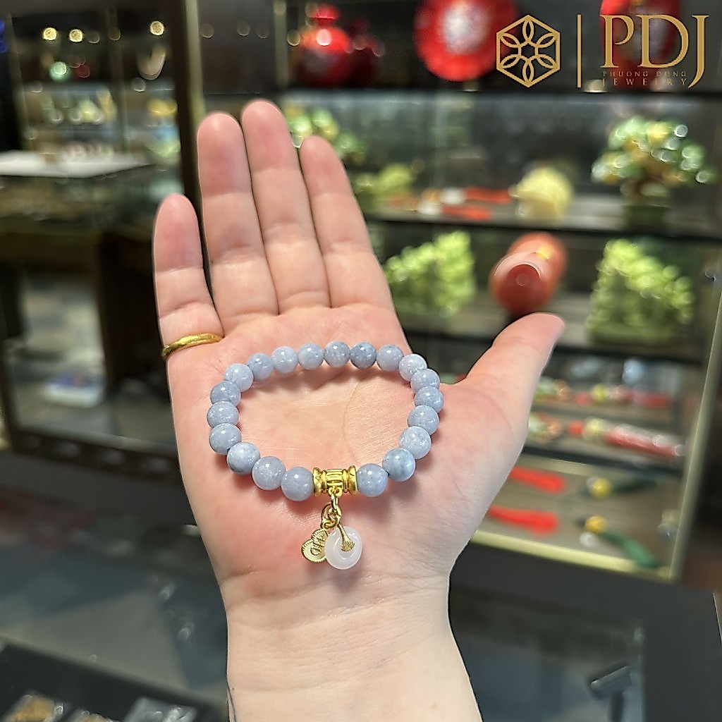 Vòng tay đá mã não 8 ly charm đồng điếu PDJ - Tặng kèm hộp đựng trang sức - Trang sức PDJ