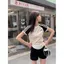 Áo thun ngắn tay thêu chữ cho nữ Mùa hè Phong cách mới Khâu màu sắc tương phản Thiết kế Niche Hot Girl Short Slim-Fit Top