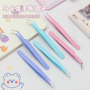 Macaron Màu Sổ Tay Nhíp Thép Không Gỉ Màu Kim Cương Tranh DIY Khuỷu Tay Nhọn Kẹp Cuckoo Thẻ Nhíp 6.24 UVG9