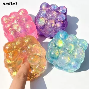 Đồ chơi bóp Maltose SMILE, Màu sắc tươi sáng Đồ chơi Fidget Malt tăng chậm, Hình khối sáng tạo Họa tiết nho Giảm căng thẳng Mềm mại Phục hồi chậm Malt Cube Ngày lễ