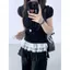 Áo thun ngắn tay có dây chấm bi phong cách Hàn Quốc dành cho nữ mùa hè Slim-Fit Slim-Fit Slimer Look Design Black Top