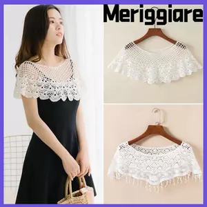 Khăn choàng rỗng MERIGGIARE, Khăn choàng ren ren màu tinh khiết, Khăn choàng phòng điều hòa Shrug Cape Poncho Xuân Thu