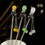 WHX-Antique Kẹp Tóc Giả Hetian Ngọc Hoa Bud Kẹp Tóc Cánh Hoa Kim Loại Hợp Kim Kẹp Tóc Nữ Sườn Xám Hanfu Phụ Kiện Cuộn Phụ Kiện Tóc