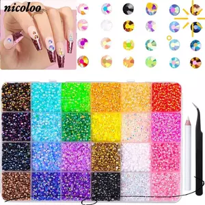 Thạch thạch NICOLOO, Bộ kim cương giả nhựa trang trí nhiều màu DIY, Đồ thủ công lấp lánh Đá quý Flatback lấp lánh cho phụ kiện trang điểm