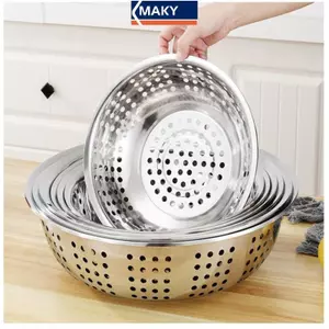 MAKY 2224 / 2628 / 30 / 34CM Sàng Lọc Thép Không Gỉ Rây Lọc Nhà Bếp Trợ Giúp Chậu Thoát Nước Lớn VN