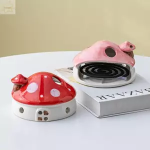 Khay đựng nhang muỗi AWNGD, Hình dạng nấm Đầu đốt muỗi dễ thương, Thiết kế sáng tạo Đầu đốt hương thơm bằng gốm kích thước lớn Sử dụng trong nhà