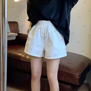 Quần short PYCOU dành cho nữ, Quần short mùa hè lưng thun eo cao, Thoải mái thoáng khí Nhẹ vừa vặn Quần short trắng mặc mùa hè