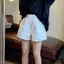 Quần short PYCOU dành cho nữ, Quần short mùa hè lưng thun eo cao, Thoải mái thoáng khí Nhẹ vừa vặn Quần short trắng mặc mùa hè