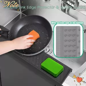NOTE1 Bồn Rửa Splash Guard, Sucker Có Thể Gập Lại Vòi Splash Pad, Silicone Bền Chống Dầu Vòi Chống Trơn Trượt Thảm Splash Catcher Phòng Tắm