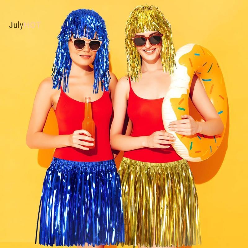 JULYHOT Đầm Mưa Lụa Nhiều Màu Sắc Cho Cổ Vũ Trẻ Em & Người Lớn Khiêu Vũ Hula Trang Trí Tiệc Phong Cách Hawaii Đầm Massivedeals