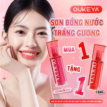 （Mua 1 Nhận 3）OUKEYA Son Môi Gloss Tint, Chất Son Bóng Bền Màu, Cung Cấp Độ Ẩm, Màu Sắc Trẻ Trung Tươi Tắn son