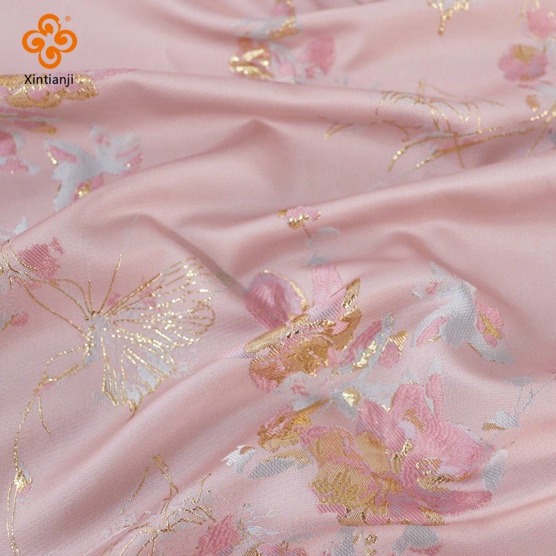 Mới Trung Quốc Bướm Jacquard Vải Nổi Vải Tự Làm Sườn Xám Hanfu Quần Áo Trẻ Em Sân Khấu Đầm 1 Mét